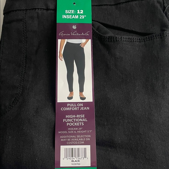 Gloria Vanderbilt Women's Pull-on Comfort Jean, High-Rise Pockets Black, 12 / Z2 - Picture 4 of 12